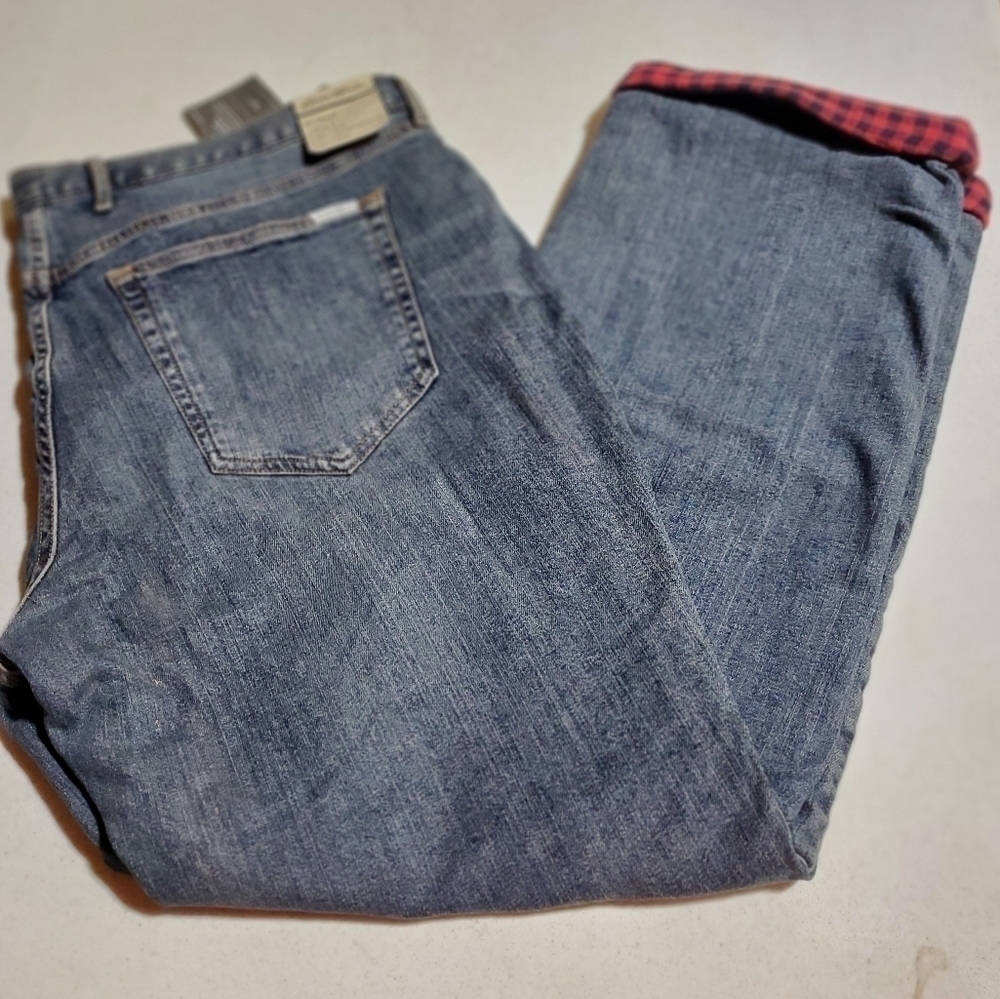 Eddie Bauer Flannel Lined Boyfriend Sz. 18‎ x 32 Mid Rise Relaxed Blue Jeans